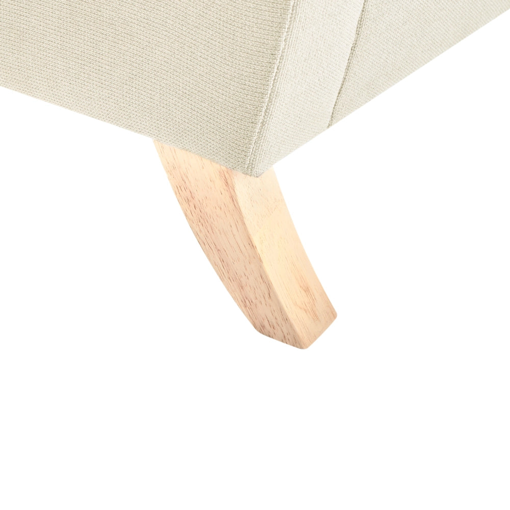 Poltrona Beige Poliestere Tessuto Gambe di legno Retro Minimalista Mobili Soggiorno