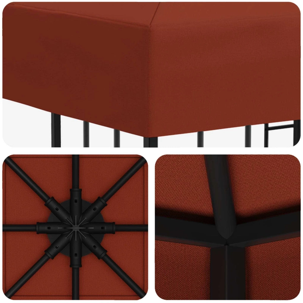 Gazebo | Pergolato 3 x 3 m Terracotta Poliestere e Acciaio 190 gsm