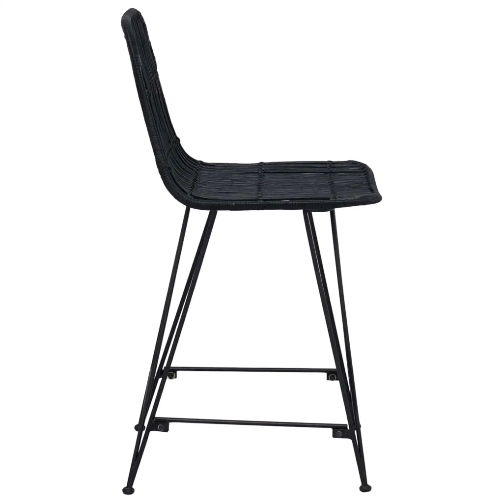 Sgabello da bar 2 pcs Nero 44 x 54 x 96 cm Rattan e acciaio