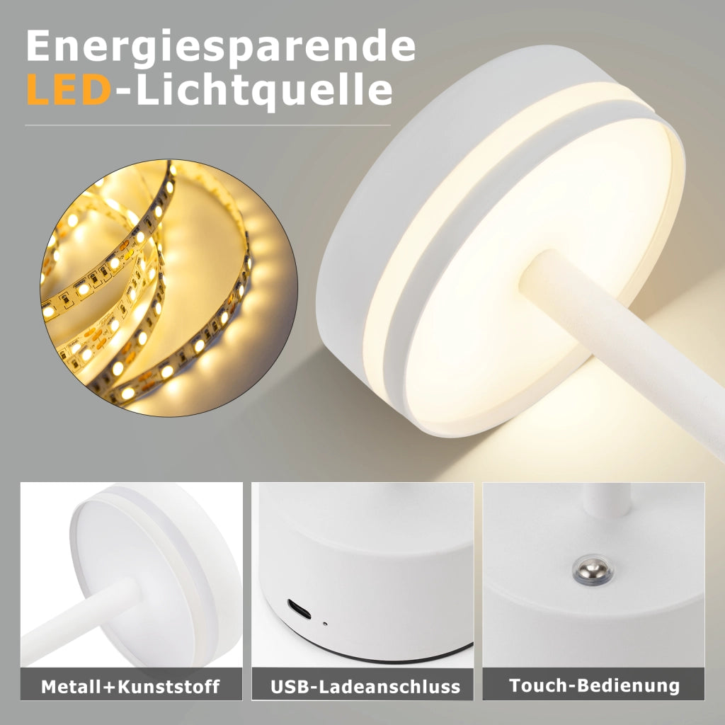 ZMH Lampada da tavolo LED bianca wireless touch dimmerabile H32cm per comodino camera letto