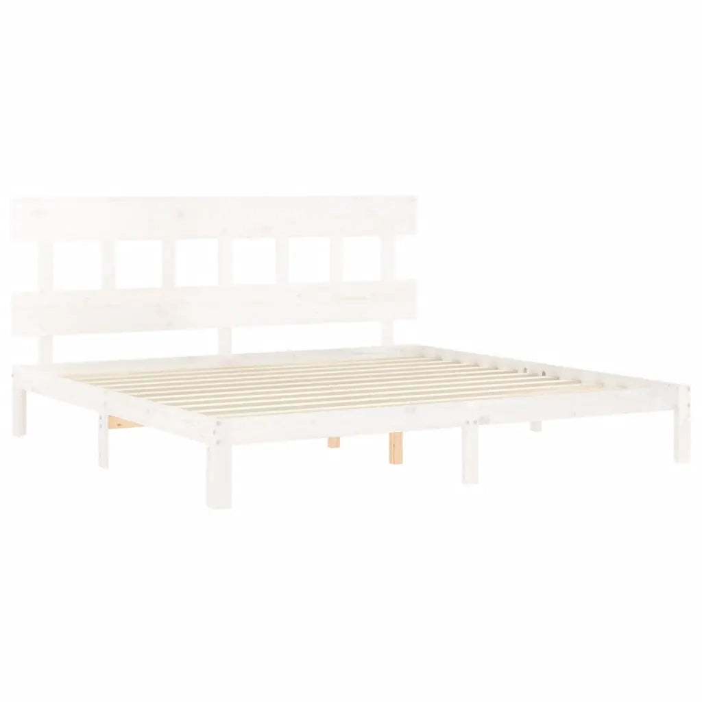 Letto matrimoniale | Letto per adulti | Giroletto senza Materasso Bianco 200x200 cm Legno Massello Pino