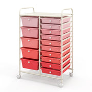 Carrello con 15 cassetti estraibili e ruote con freno, Carrello multiuso per casa ufficio scuola Rosa-Armadi da ufficio