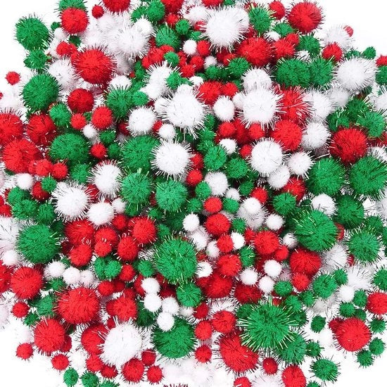 1800 pezzi di pompon colorati e 4 yard di pompon artigianale per bambini per progetti di creatività fai-da-te e decorazioni natalizie per lavatrice