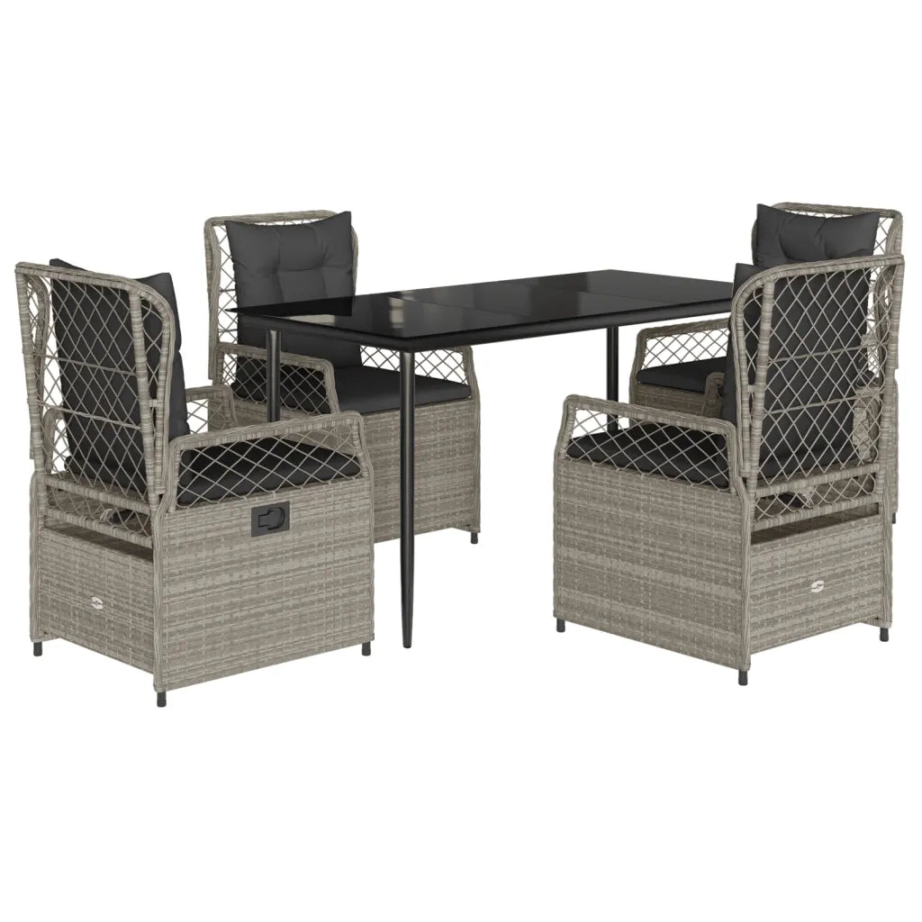 Set Pranzo da Giardino 5pz con Cuscini Grigio Chiaro Polyrattan 3263029
