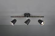 TOULOUSE BARRA 3 SPOTS LED 10,5W 1200lm, 3000K NERO SATINATO CON BORDO CROMATO L. 48CM