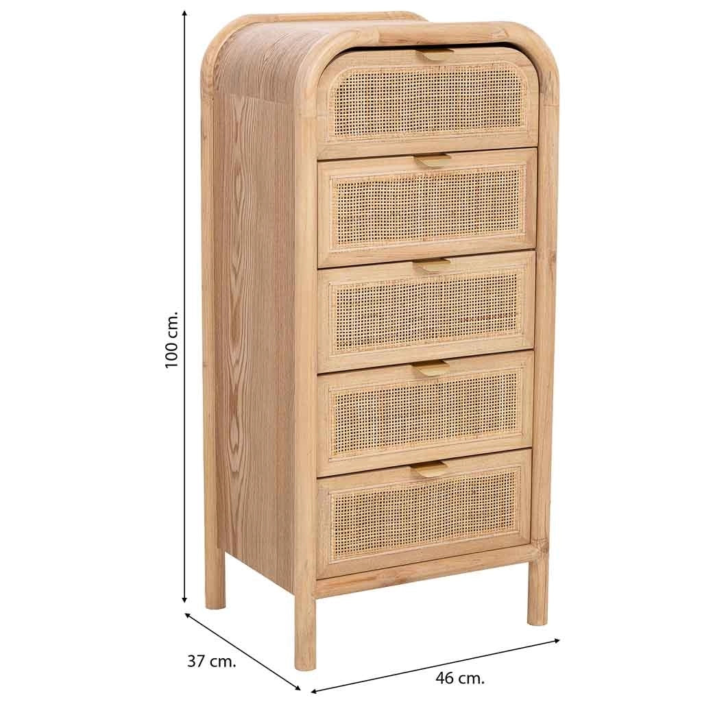 Cassapanca in legno e rattan marrone 46x37x100h cm