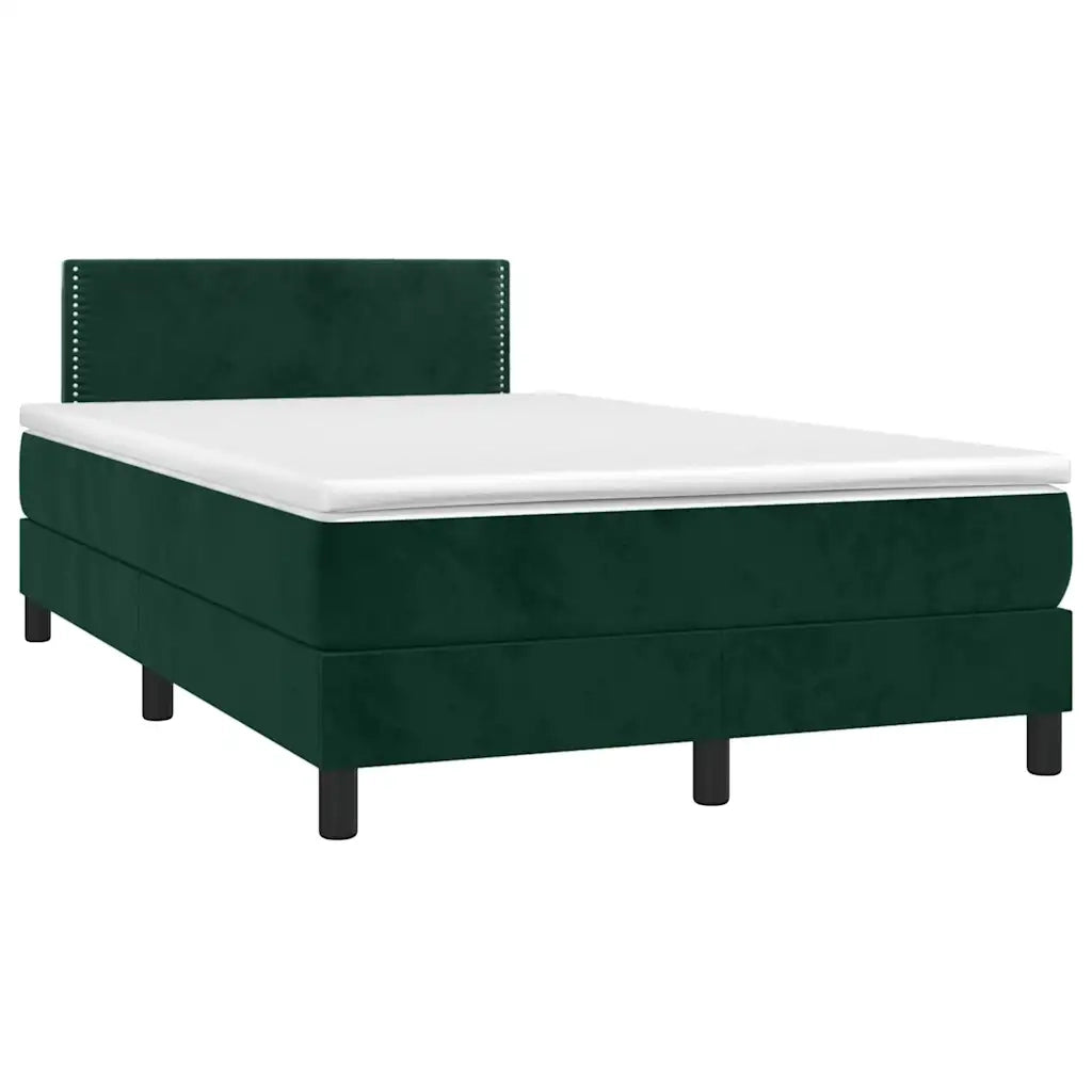 Letto a Molle con Materasso e LED Verde Scuro 120x200cm Velluto 3134336
