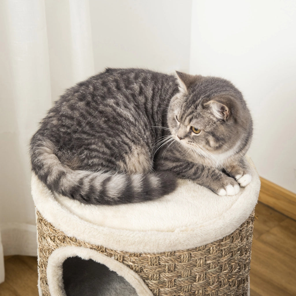 Tiragraffi per Gatti a Torre con Nicchie e Corda in Sisal ¨C zephmum ¨C Grigio