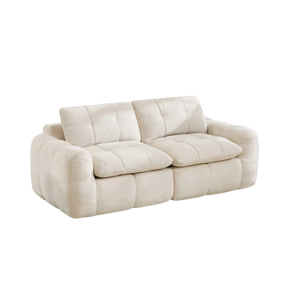 Divano 2 posti ¨C Minimal ¨C Beige in tessuto chenille imbottito montaggio senza
