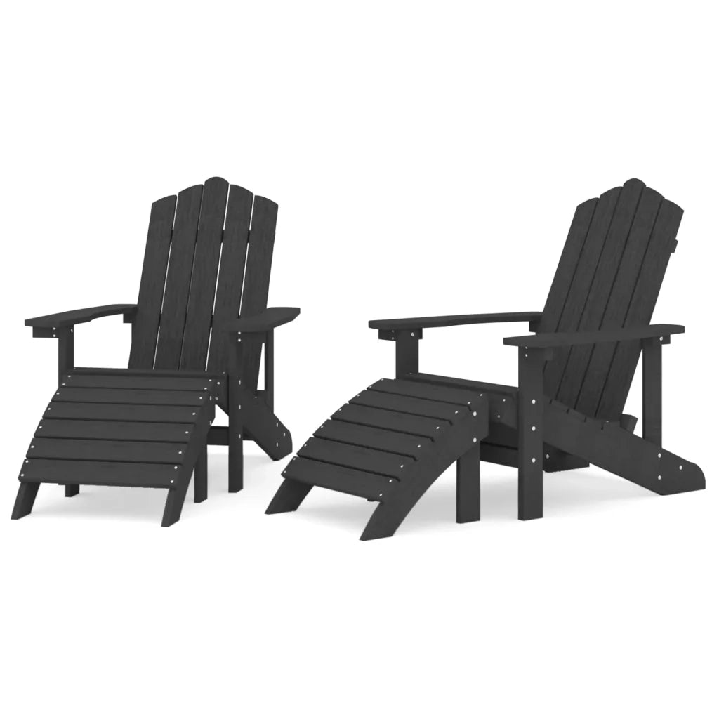 Sedie Giardino Adirondack 2 pz con Poggiapiedi HDPE Antracite cod mxl 6698
