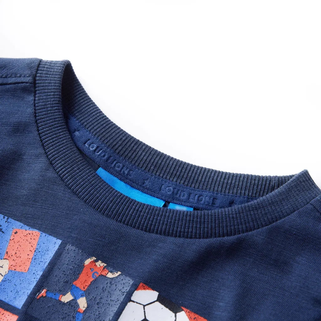 Maglietta Bambino Maniche Lunghe Blu Marino Mélange 116 12701