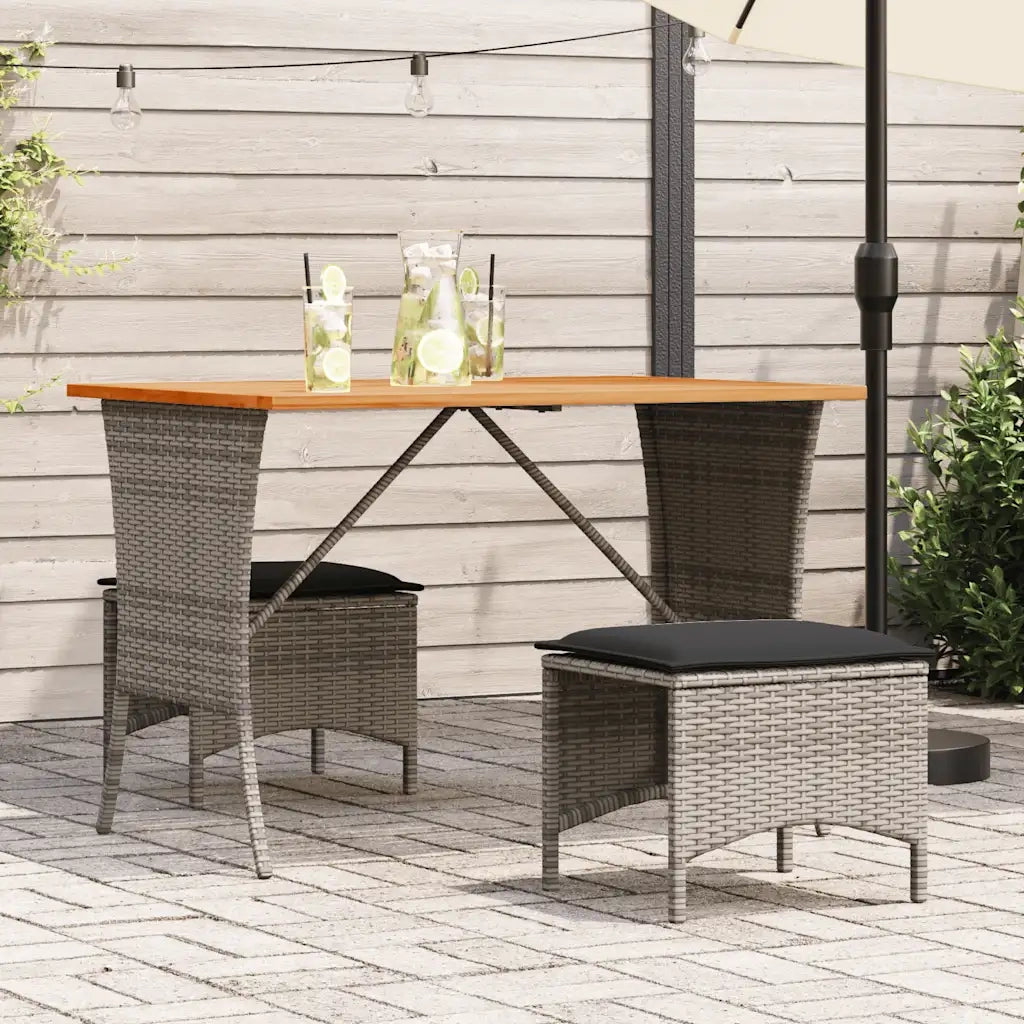 Set da Pranzo da Giardino 3 pz con Cuscini in Polyrattan Grigio 4104136