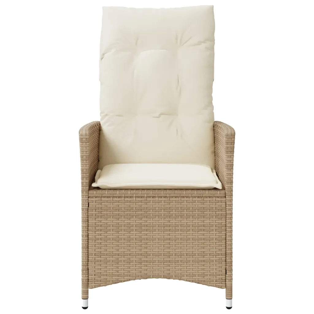 Sedia Reclinabile da Giardino con Cuscini Beige in Polyrattan 365641