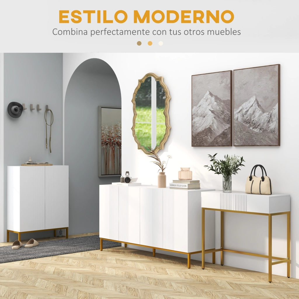 Consolle con cassetti e gambe in acciaio ¨C zephmum ¨C Bianco 80x31,5x75 cm