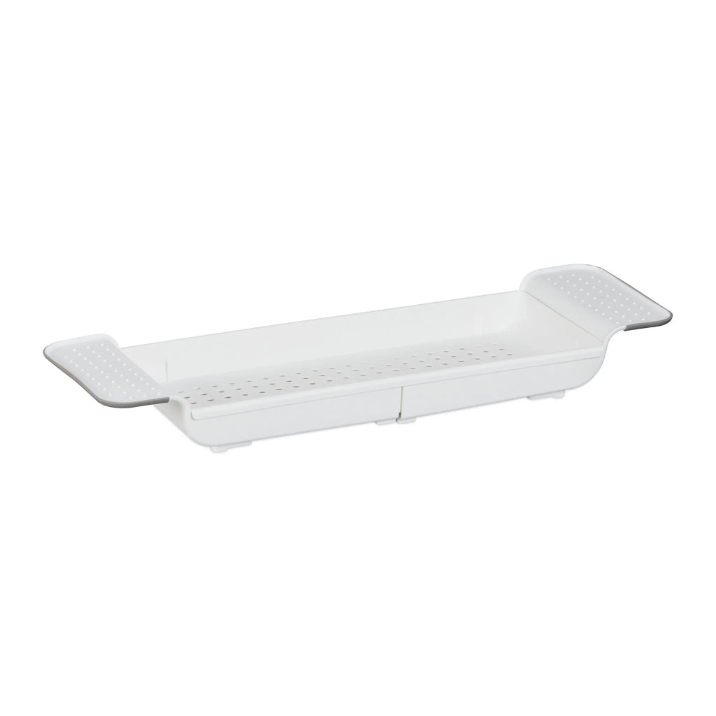 Set di 1 vassoio per vasca da bagno estensibile, pratico e dal design elegante, 78 x 23 cm, in plastica grigia, 13_0014836