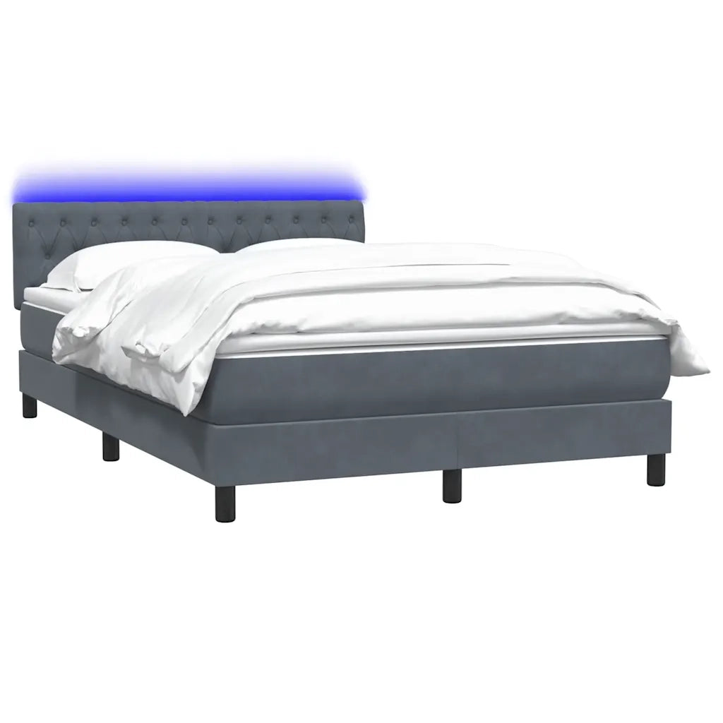 Letto a Molle con Materasso e LED Grigio Scuro 160x210 cm Velluto 3317176
