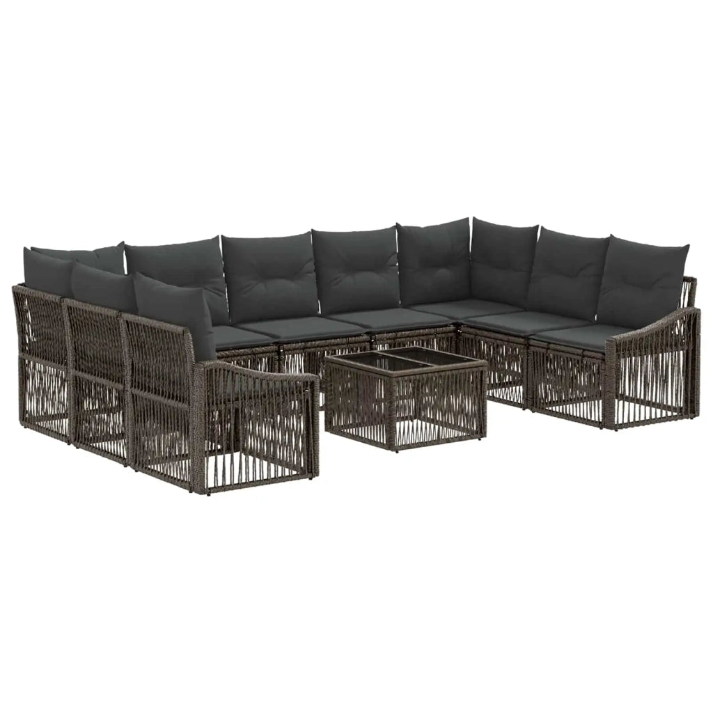 Set Divano da Giardino 10 pcs Grigio polyrattan
