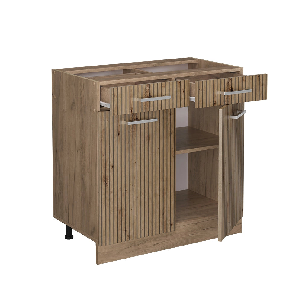 Vicco Mobiletto base per cucina Rovere artigianale 80 cm senza piano di lavoro