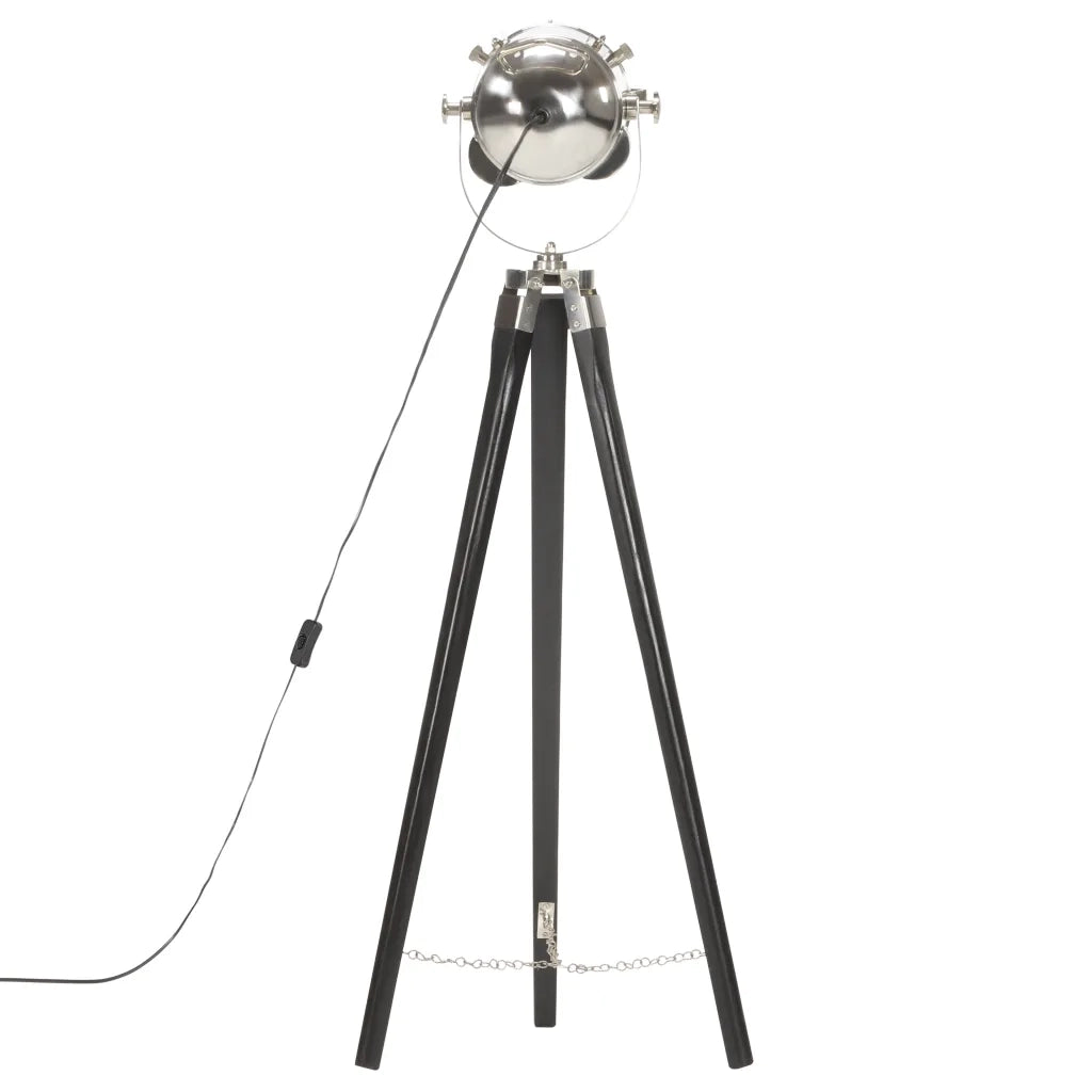 Lampada a Treppiede a Pavimento Nera in Legno di Mango 97 cm 286110