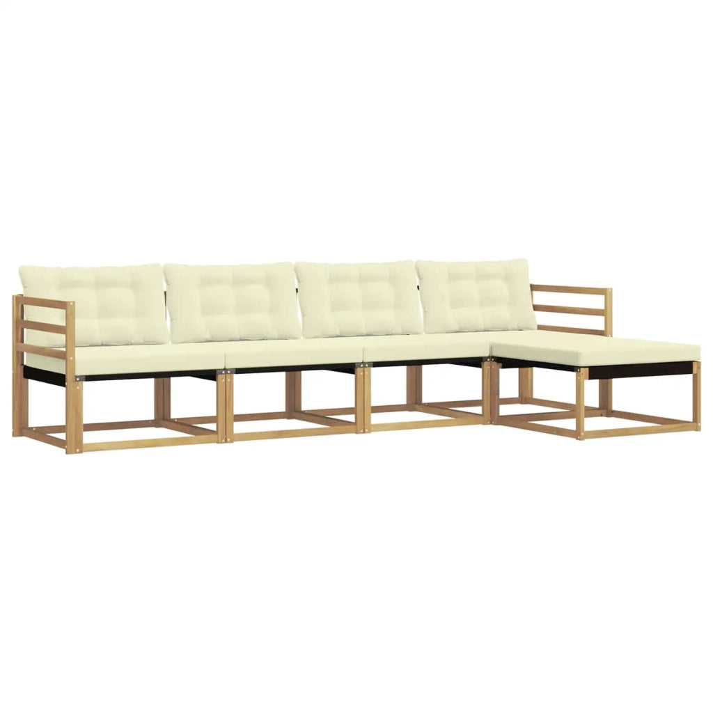 Set di divani da esterno 5 pz Bianco e Crema 3388576