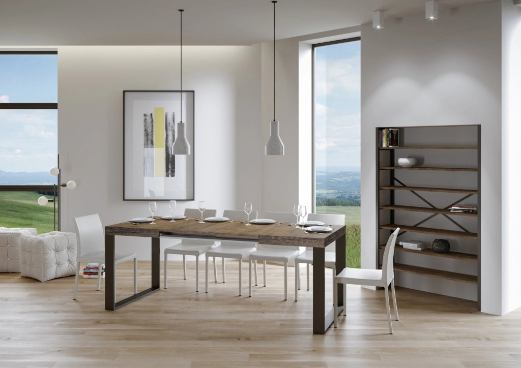 Tavolo allungabile 90x180/284 cm Tekno Noce telaio Antracite