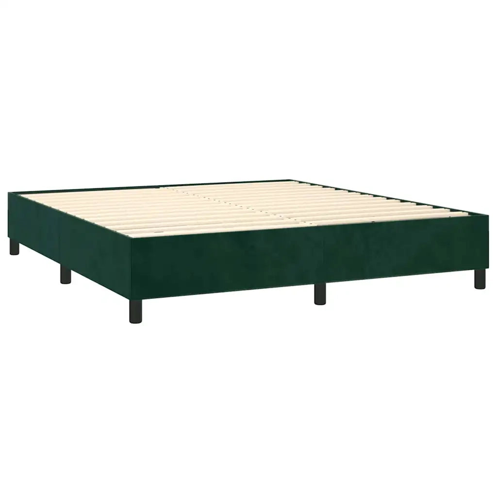 Giroletto a Molle con Materasso Verde Scuro 160x200 cm Velluto 3137974