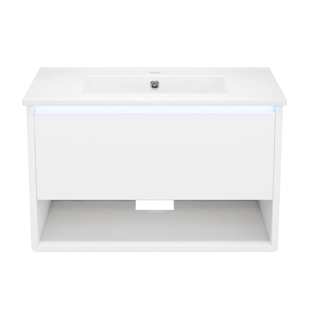 Mobile Bagno Sottolavabo Sospeso con Cassetto e Lavabo ¨C Xylo ¨C Bianco 76.5x46x45 cm