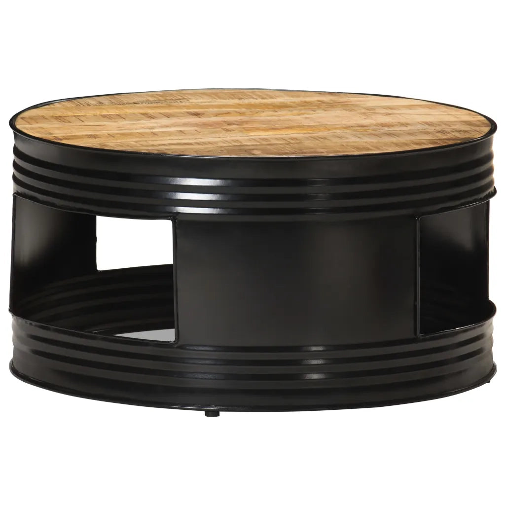 Tavolino Nero 68x68x36 cm in Legno Massello di Mango Grezzo 321931