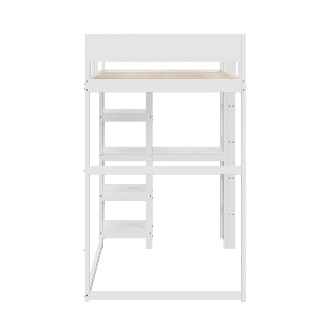 Letto singolo 90x200 cm - Xylo - Cornice in pino massiccio, bianco