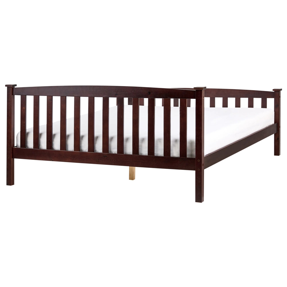 Letto matrimoniale in Legno di pino marrone scuro 160 x 200 cm Mobili per la camera da letto