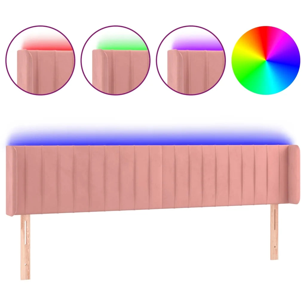 Testiera a LED Rosa 183x16x78/88 cm in Velluto