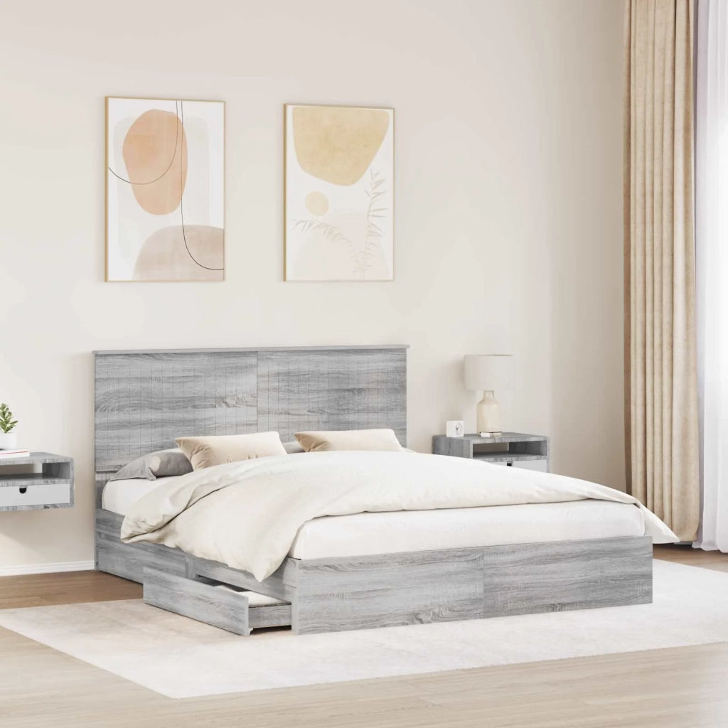 Letto con Contenitore con testiera Grigio Sonoma 160 x 200 cm 3411192