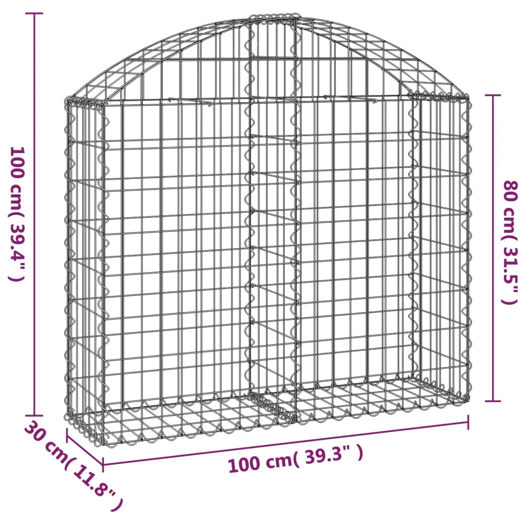 Cesto Gabbione ad Arco 100x30x80/100 cm Ferro Zincato