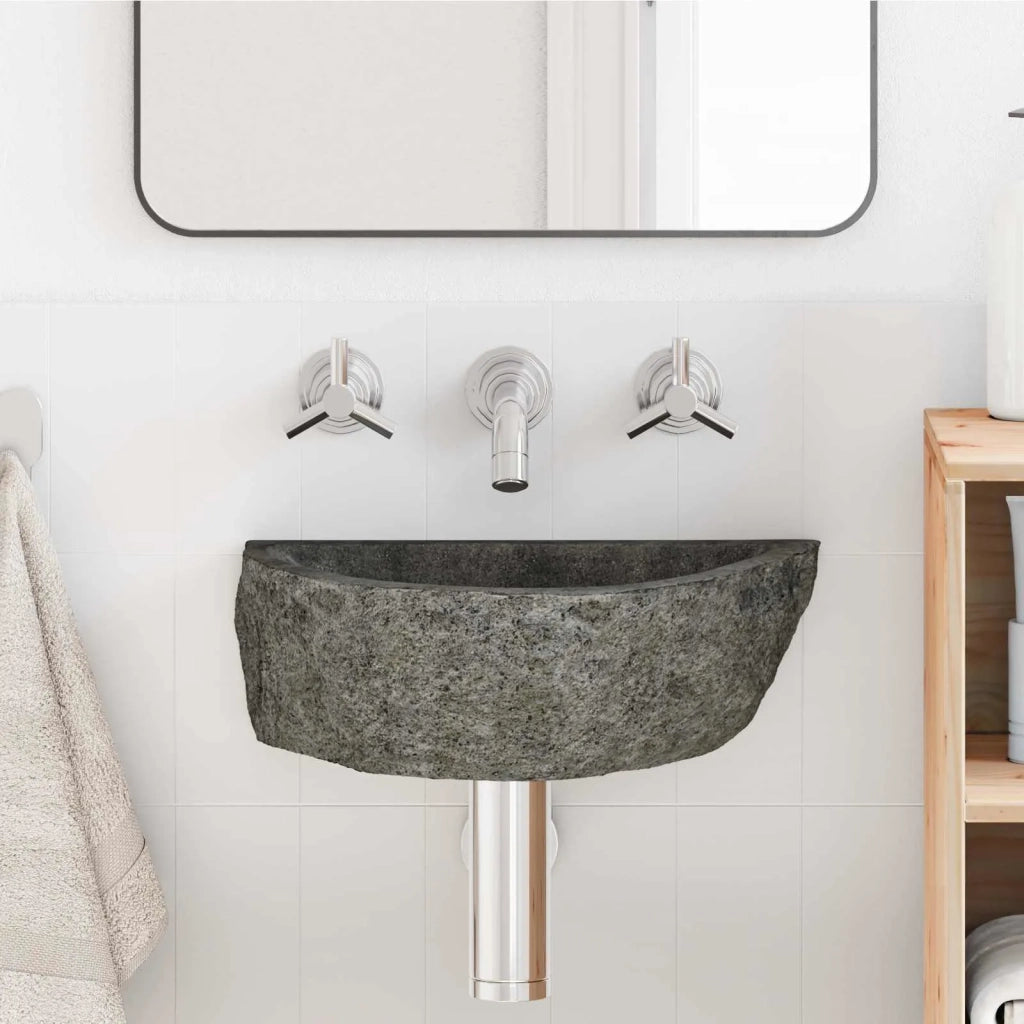Lavabo a parete Grigio 37 x 30 x 12 cm Pietra fiume 4103951