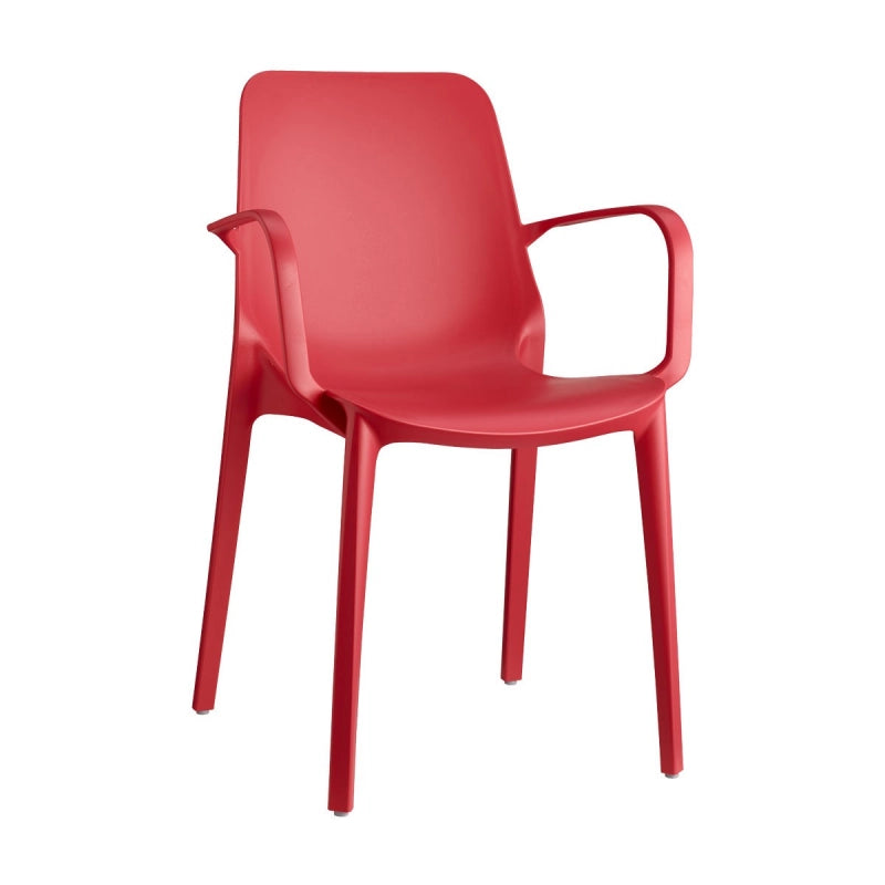 SET 4 SEDIE GINEVRA TECNOPOLIMERO CON BRACCIOLI SCAB DESIGN - Rosso Geranio 42