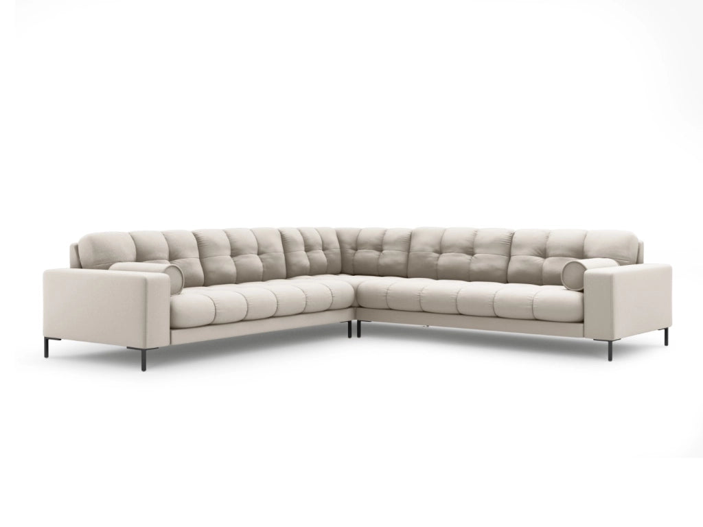 Cosmopolitan Design - Divano angolare reversibile "Bali" 6 posti in tessuto strutturato beige 