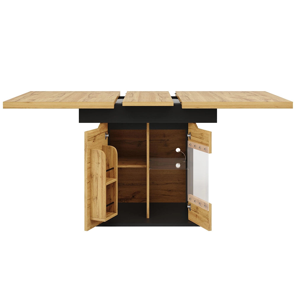 Tavolo estensibile - Xylo - 110-140x80cm con LED e ripiano snack