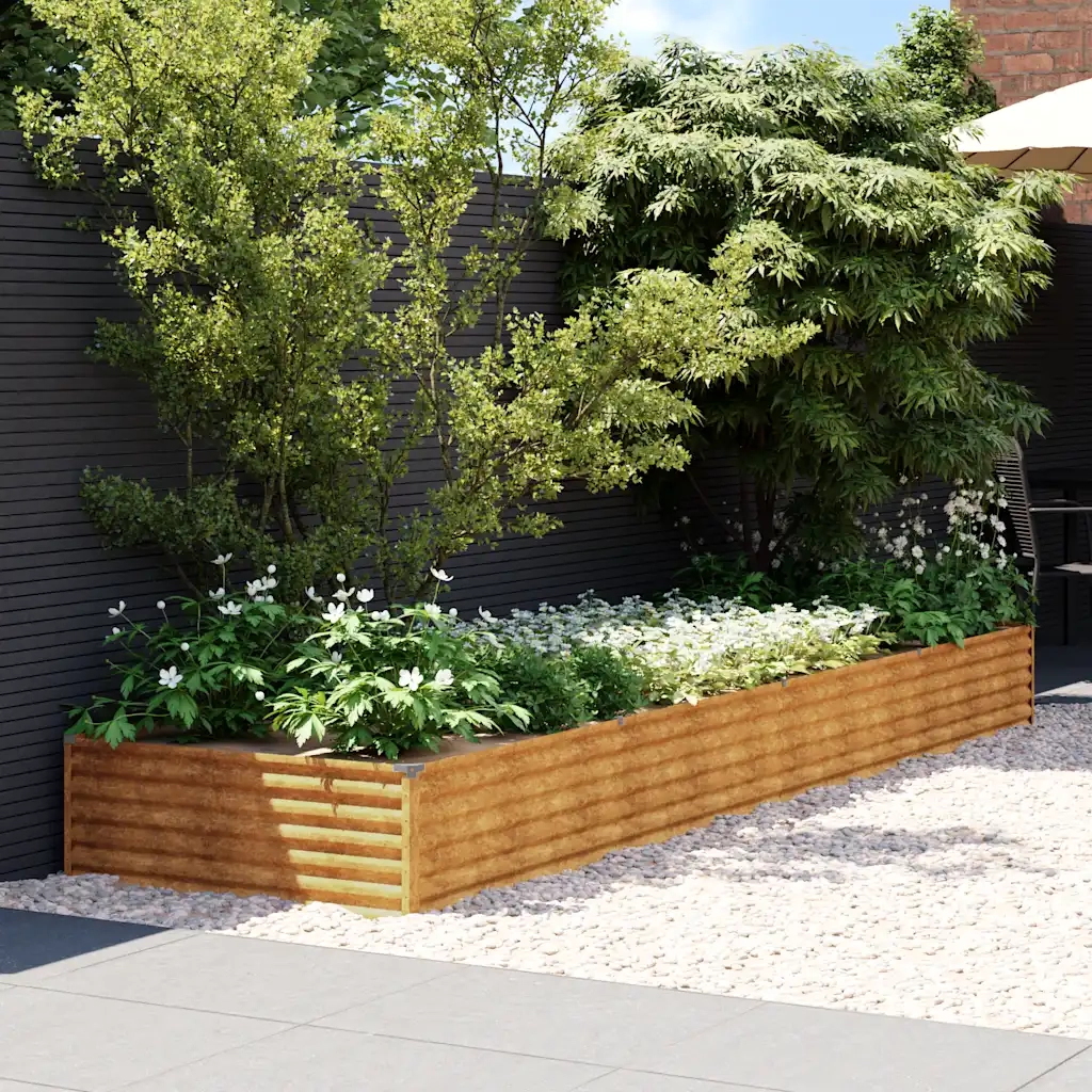 Fioriera Rialzata da Giardino 387x100x36 cm in Acciaio Corten 151996