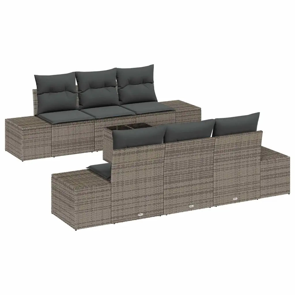 Set Divano da Giardino con cuscino 8 pcs Grigio polyrattan 3355618