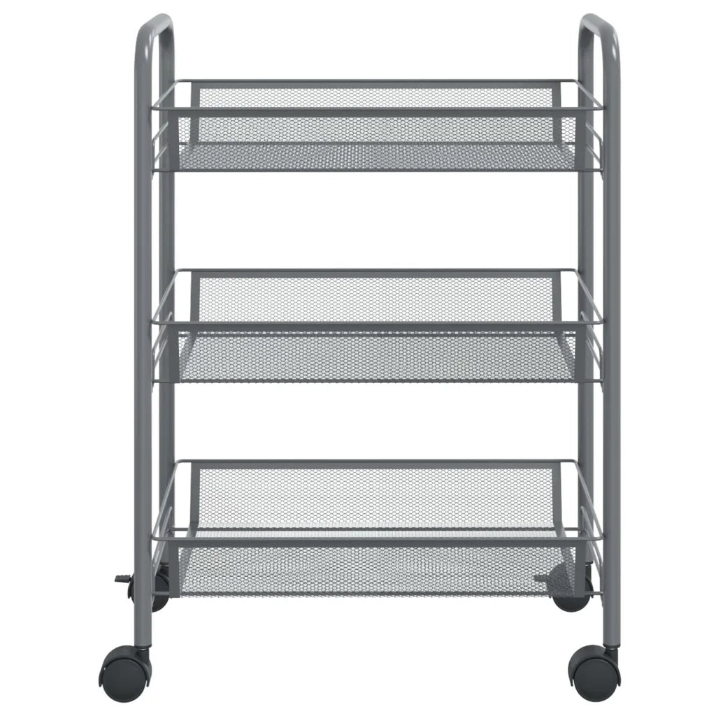 Carrello da Cucina con 3 Ripiani Grigio 46x26x64 cm in Ferro CFW2969842