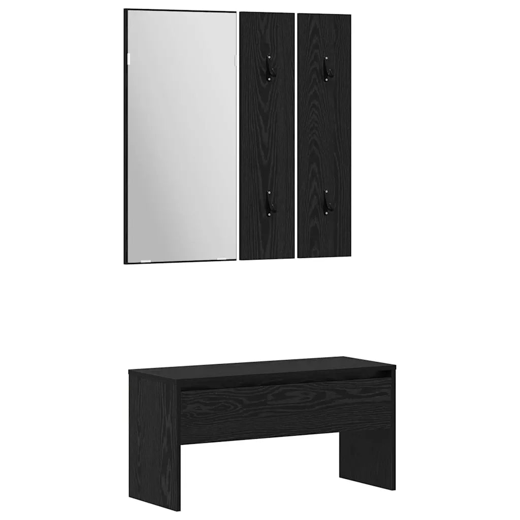 vidaXL Set mobili da ingresso 4 pcs Rovere nero 80 x 31 x 40 cm