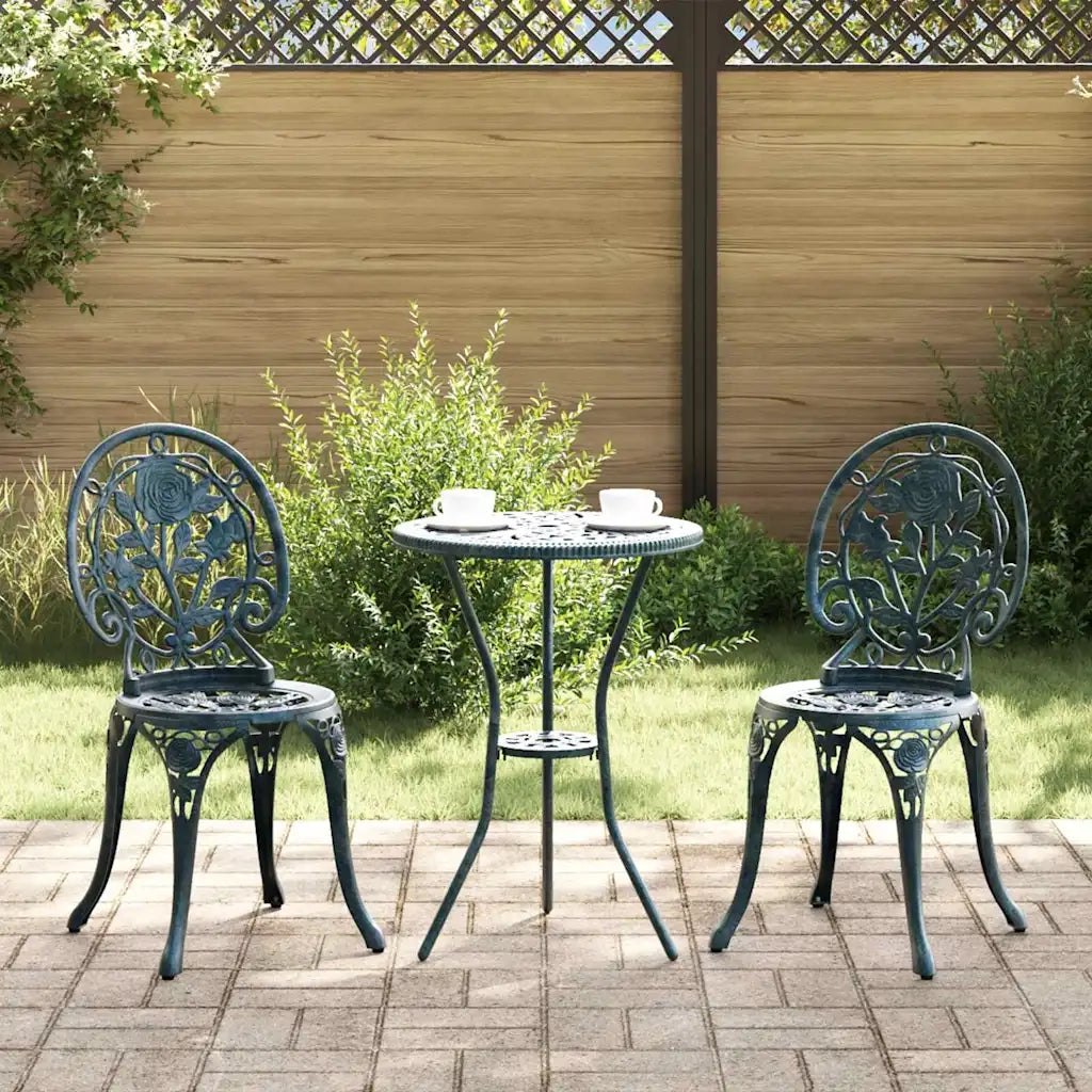Set Bistro da Giardino 3 pz | Set Salotto da Giardino Verde Alluminio