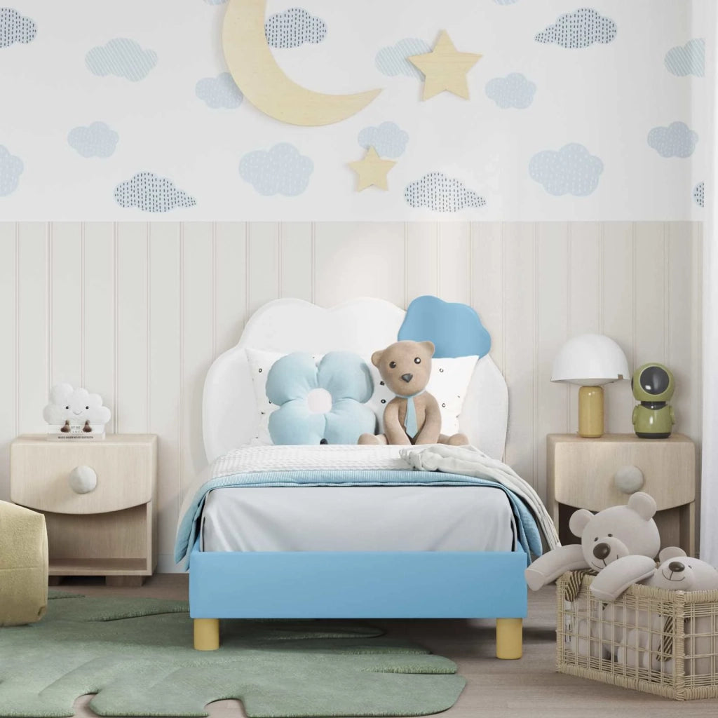 Struttura letto bambini con testata Blu 80 x 160 cm PU