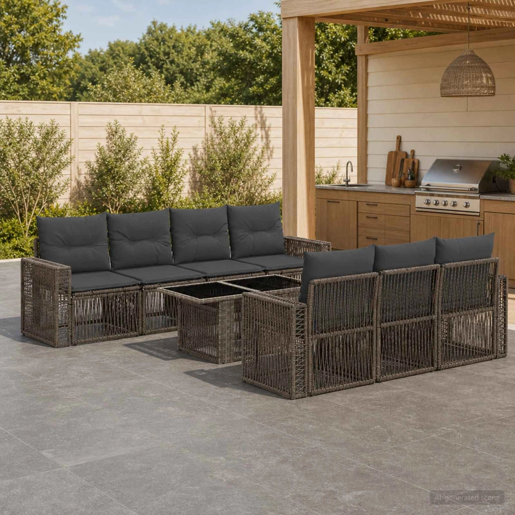 Set Divano da Giardino 8 pz Grigio e Grigio Scuro polyrattan 3436754