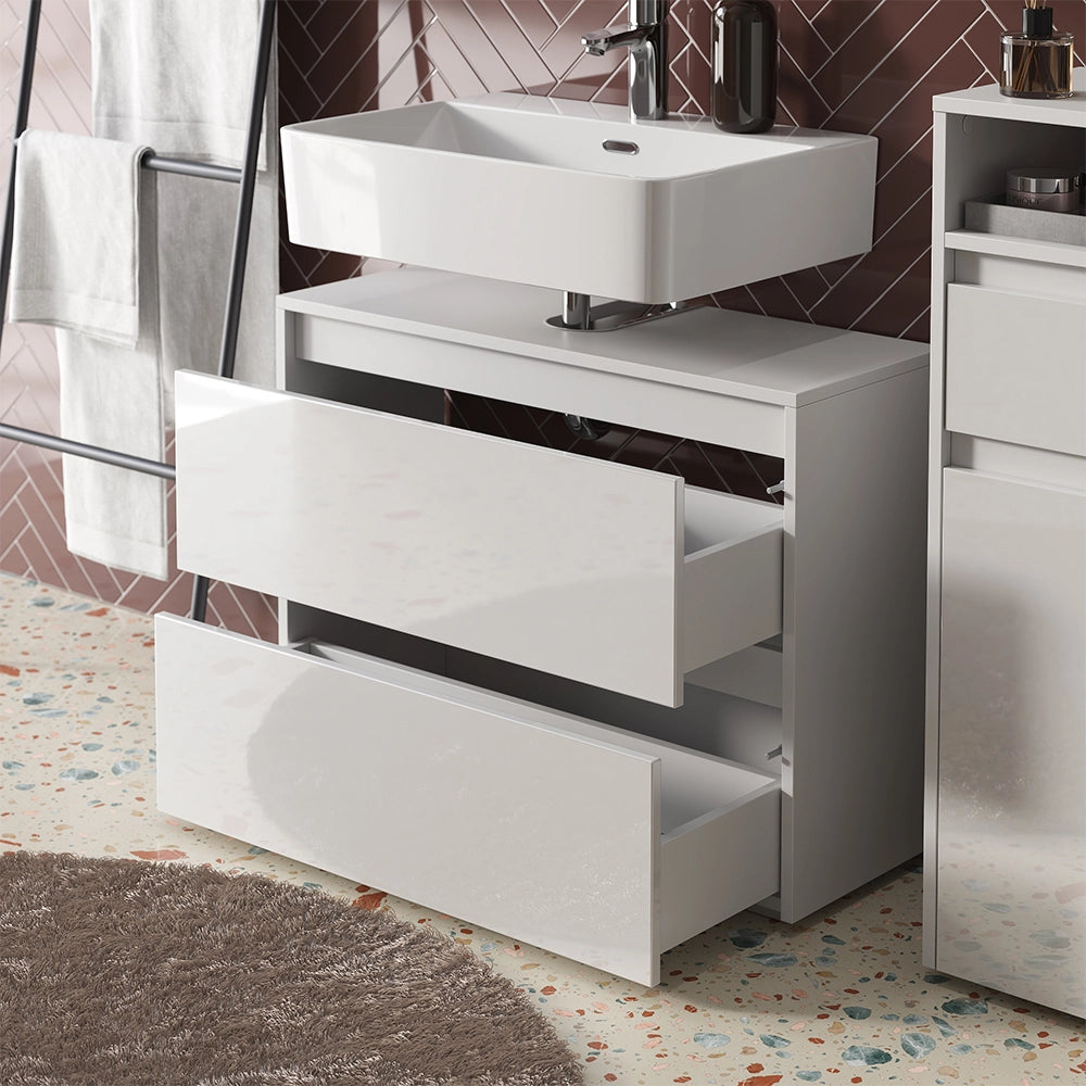 Vicco Set di mobili da bagno Bianco/bianco lucido 3 parti