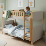Letto a Castello per Bambini ¨C MINIMAL ¨C Legno, Grigio/Naturale, 90x200