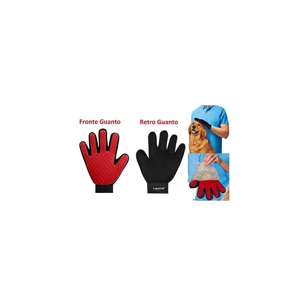 Trade Shop - Guanto Spazzola Cardatore Elimina Peli Corti E Lunghi Per Cane Gatto Glove Touch -