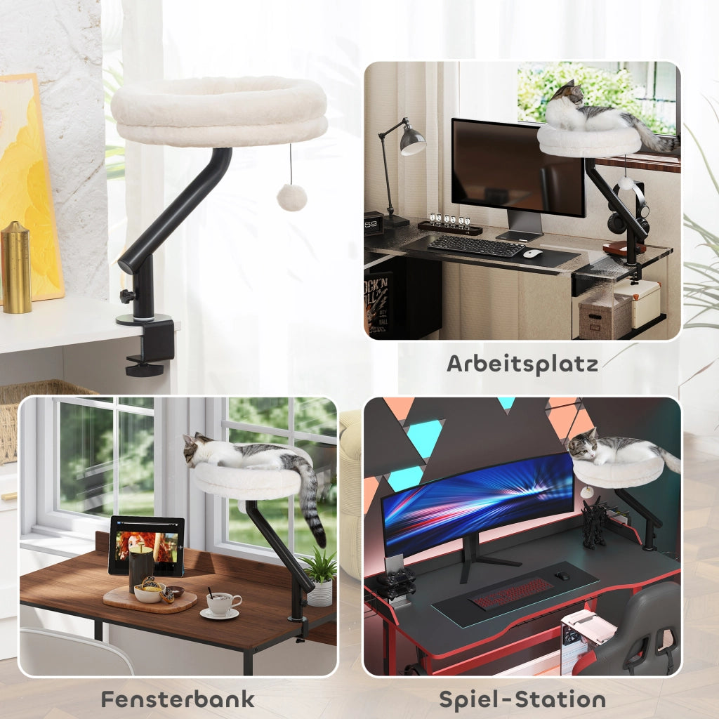 Letto per gatti da scrivania regolabile in altezza con rotazione 360¡ã ¨C zephmum ¨C crema