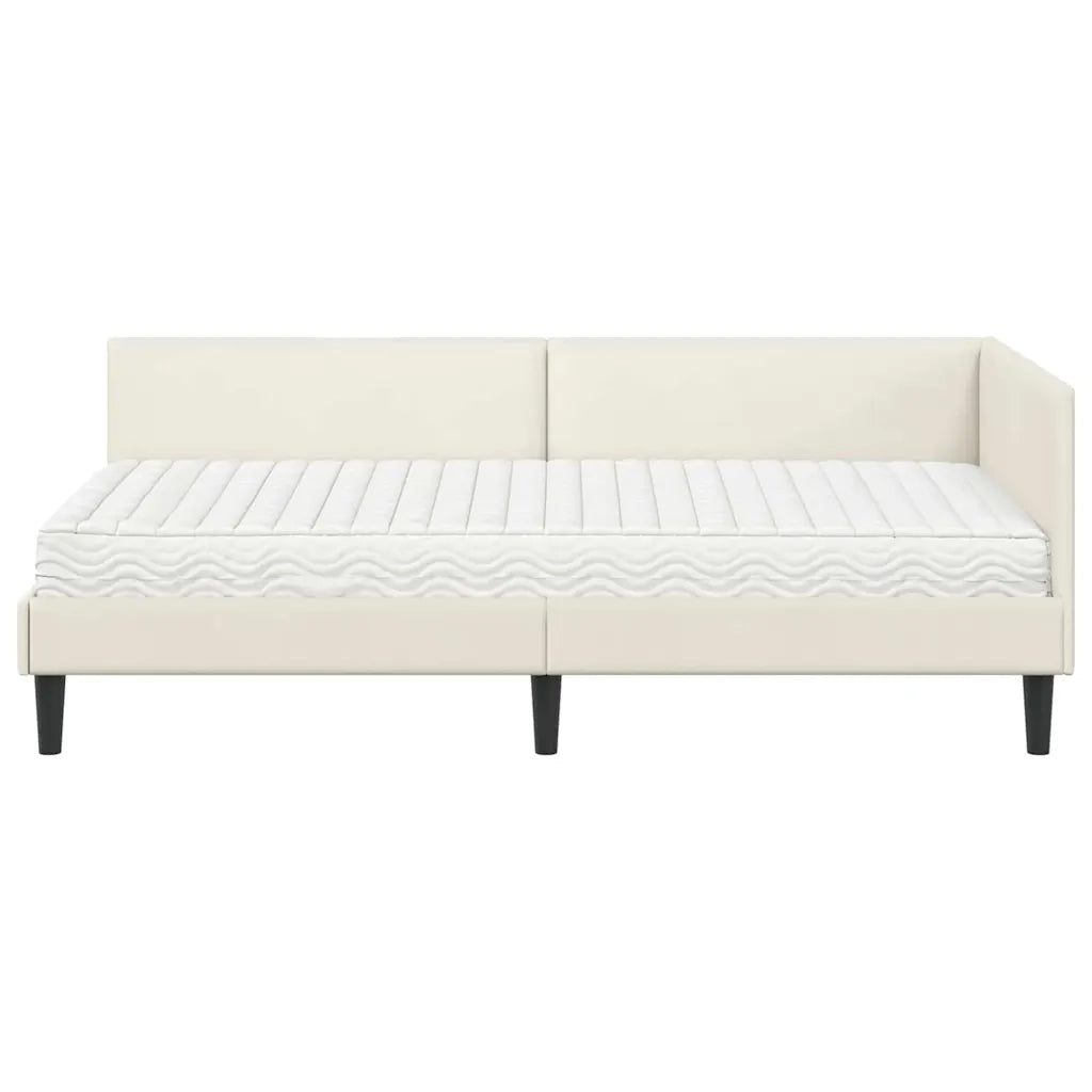 Struttura Letto Angolare con Materasso 2 pz-Giroletto con materasso Crema Velluto 434110
