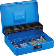 Cassaforte con Chiusura a Cifre | Portatile, Sicuro e Robusto | 3 Cifre, 5 Cestelli per Monete, 4 per Biglietti